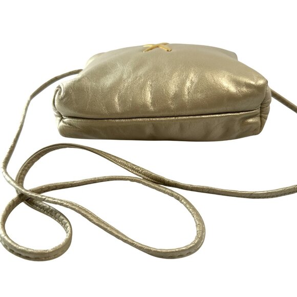 Paloma Picasso Gold Leather Crossbody Bag With Iconic X Logo & Zip Closure - Picture 2 of 12